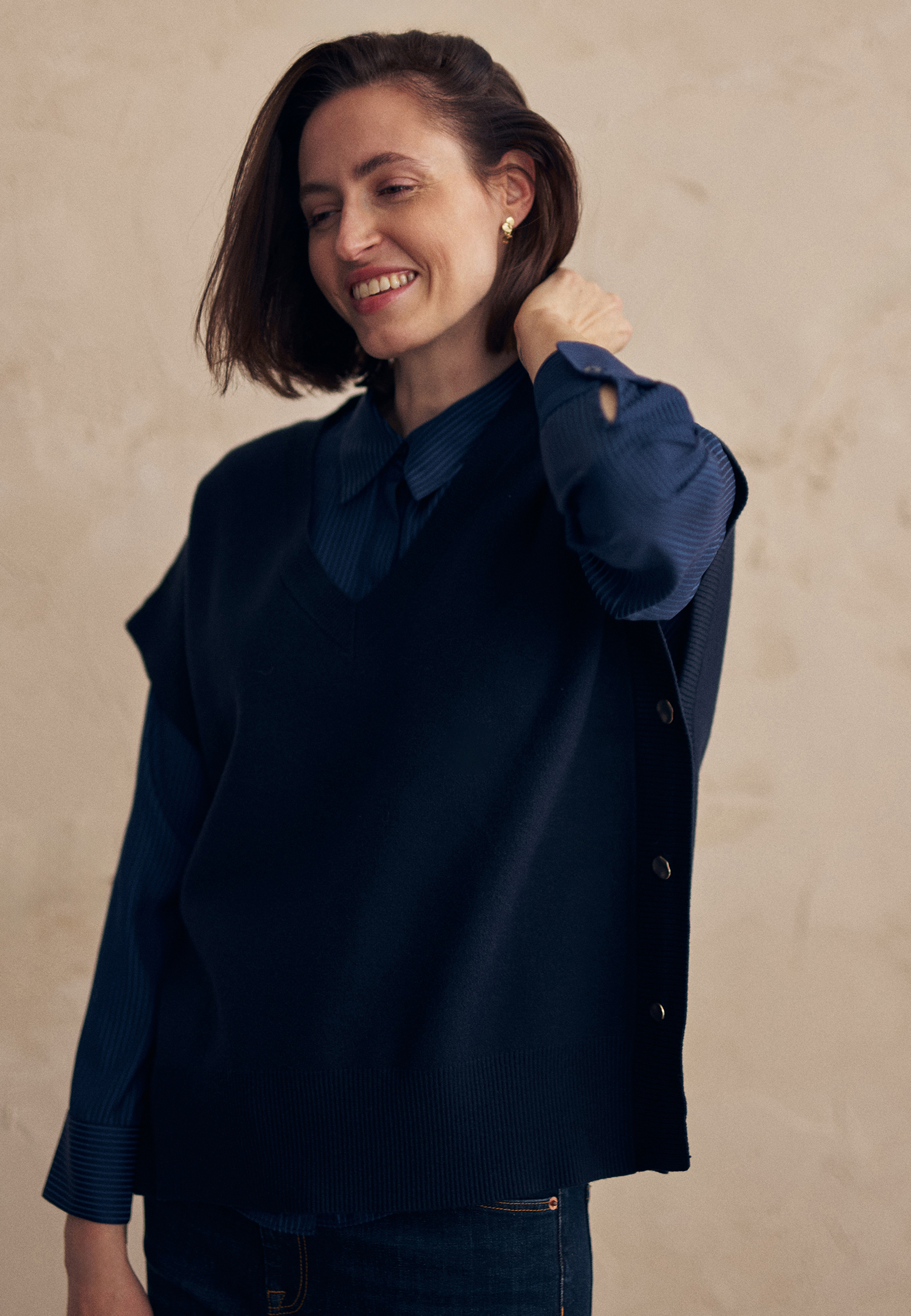 KAMIZELKA Z WISKOZĄ LENZING™ ECOVERO™ - KAMA GRANATOWY 2