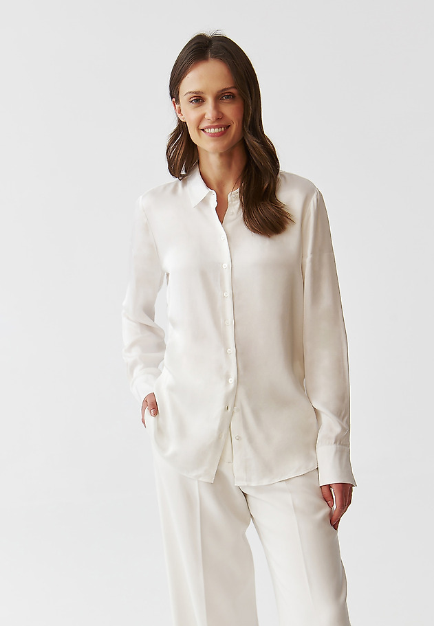 LADIES’ SATIN STYLISH BLOUSE - NIKA LADIES’ SATIN STYLISH BLOUSE - NIKA ECRU 1