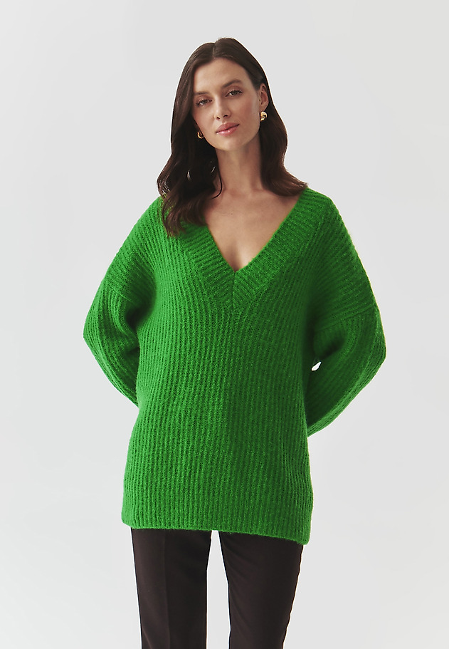LADIES' OVERSIZE JUMPER WITH A CREW NECKLINE — ONYX LADIES' OVERSIZE JUMPER WITH A CREW NECKLINE — ONYX ZIELONY 6