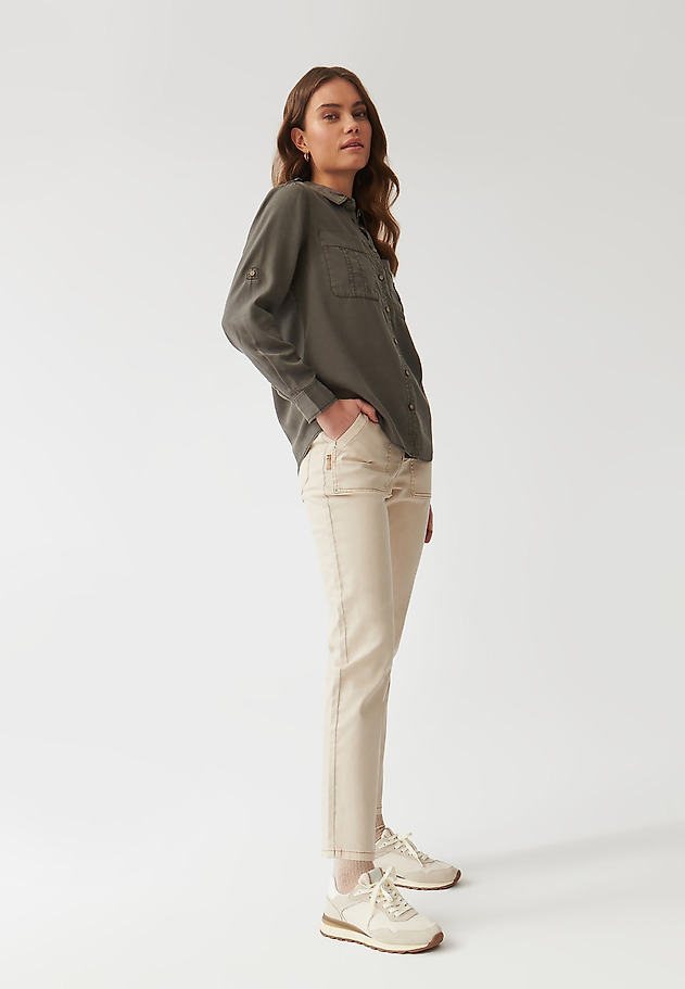 LADIES’ SLIGHTLY TAPERED TROUSERS - MERO LADIES’ SLIGHTLY TAPERED TROUSERS - MERO BEŻOWY 1