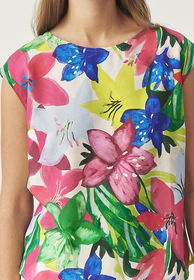 VISCOSE BLOUSE WITH ORIGINAL PATTERN - AFELI VISCOSE BLOUSE WITH ORIGINAL PATTERN - AFELI RÓŻOWY 3