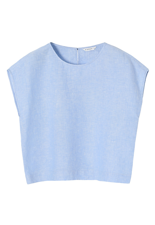 SLEEVELESS LINEN BLOUSE - KRIKO 1 SLEEVELESS LINEN BLOUSE - KRIKO 1 NIEBIESKI 5
