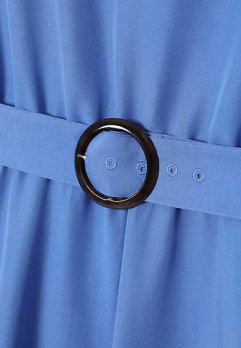 STYLISH DRESS WITH LINEN - GALLA CZ BLUE 2