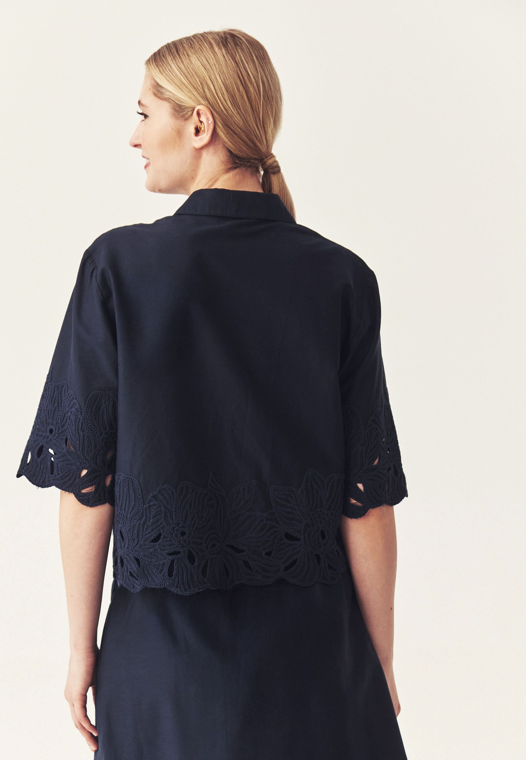 HAFTOWANA KOSZULA BAWEŁNIANA - KALISA GRANATOWY 2