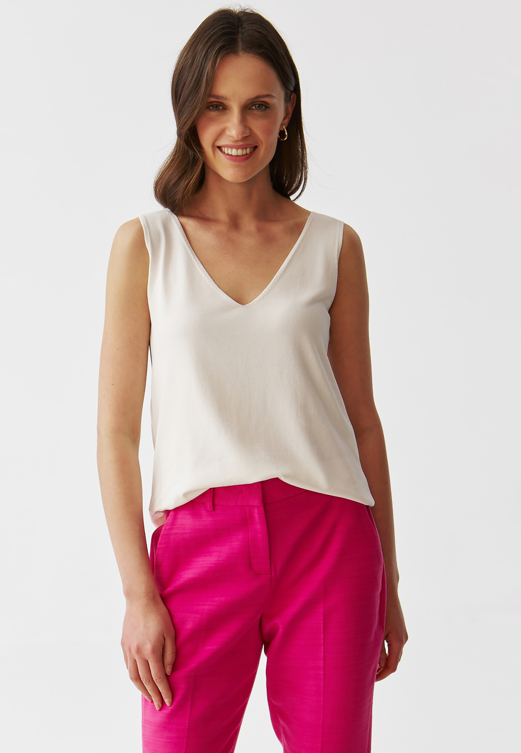 LADIES' SLEEVELESS BLOUSE - NIKALA color ECRU