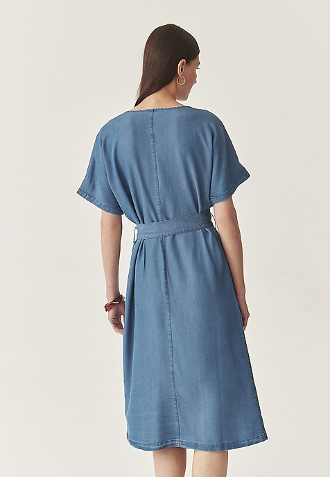STYLISH LYOCELL SHIRT DRESS - LORIA BLUE 2
