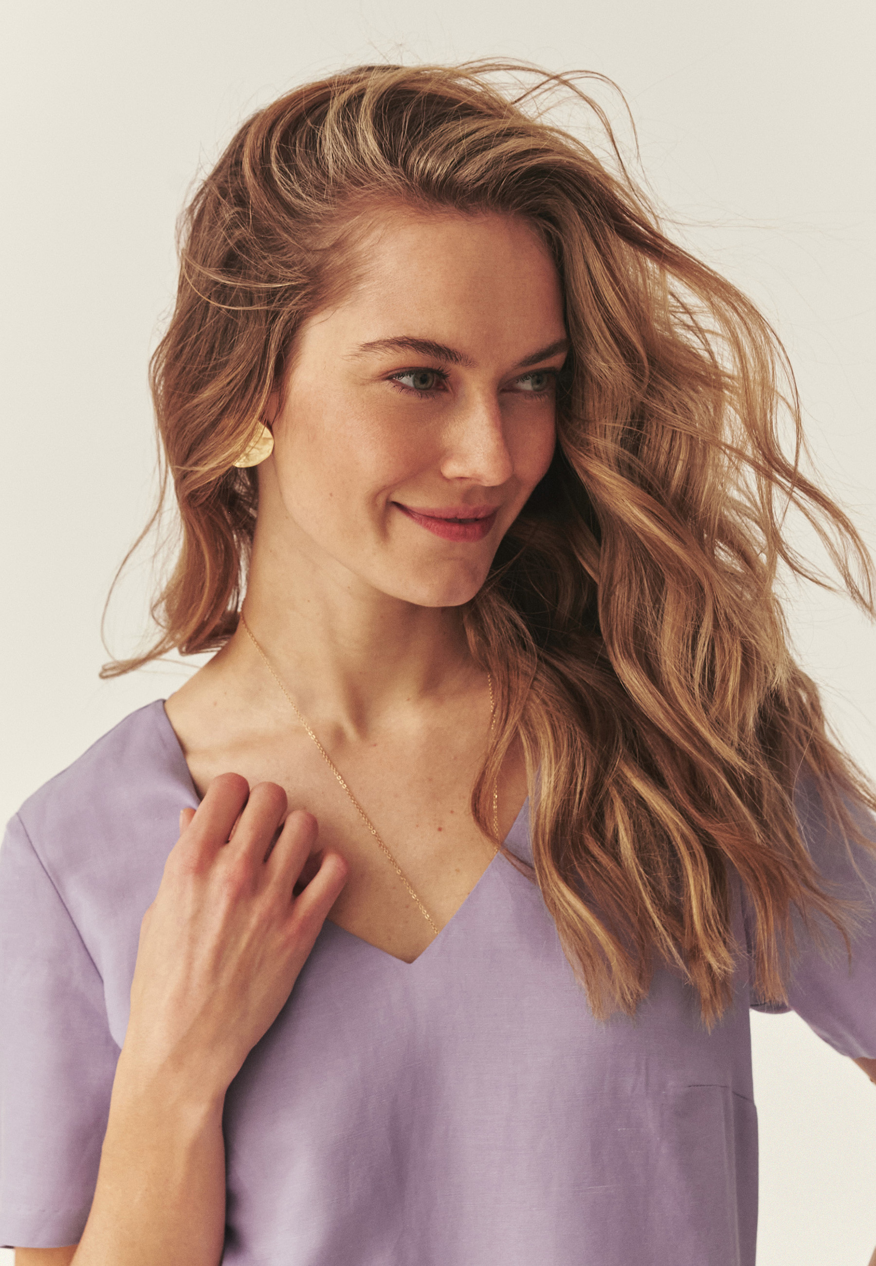 PROSTA SUKIENKA Z LNEM - TIMONA 1 FIOLETOWY 2