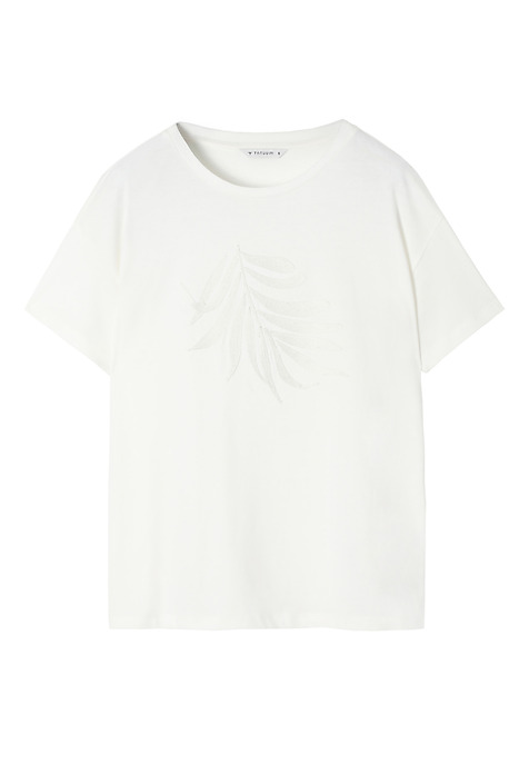 BAWEŁNIANY T-SHIRT Z HAFTEM - MALATI 1 ECRU 2