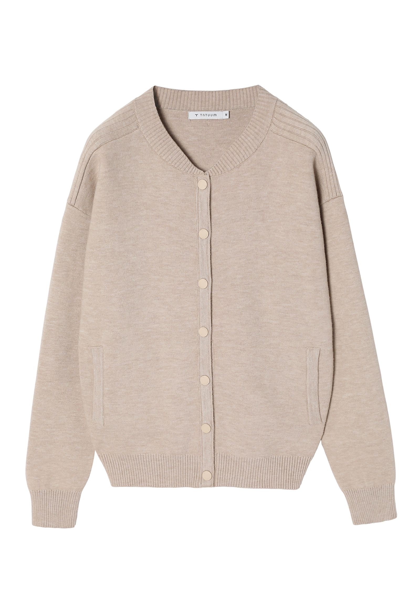 LADIES' BOMBER SWEATER WITH PRESS STUDS- ANGIE LADIES' BOMBER SWEATER WITH PRESS STUDS- ANGIE BEIGE 101023