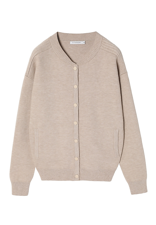 LADIES' BOMBER SWEATER WITH PRESS STUDS- ANGIE LADIES' BOMBER SWEATER WITH PRESS STUDS- ANGIE BEIGE 7