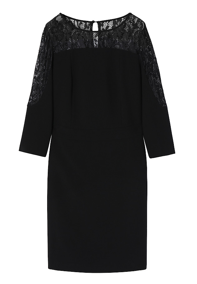 ROCHIE DIN ȚESĂTURĂ, CU INSERȚIE DIN DANTELĂ MAKANA ROCHIE DIN ȚESĂTURĂ, CU INSERȚIE DIN DANTELĂ MAKANA NEGRU 7