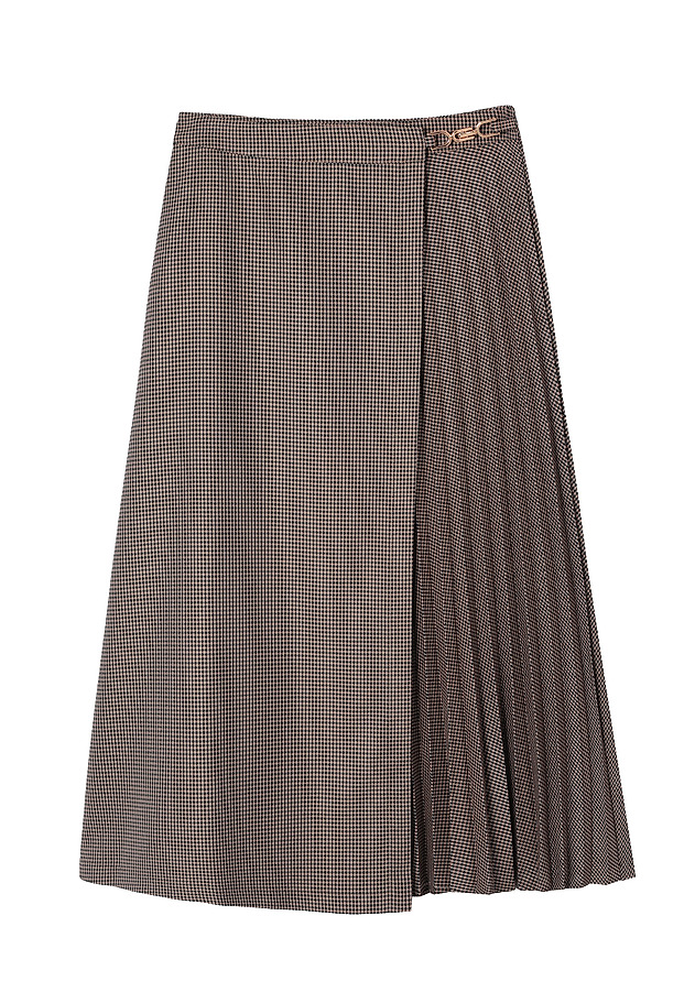 PLEATED HOUNDSTOOTH SKIRT - PLISONA 1 PLEATED HOUNDSTOOTH SKIRT - PLISONA 1 BEIGE 6