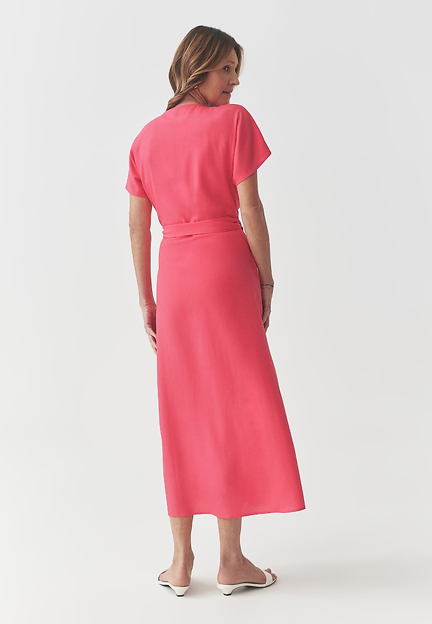 ENVELOPE DRESS WITH LYOCELL AND LINEN — ZIANA ENVELOPE DRESS WITH LYOCELL AND LINEN — ZIANA CZERWONY 4