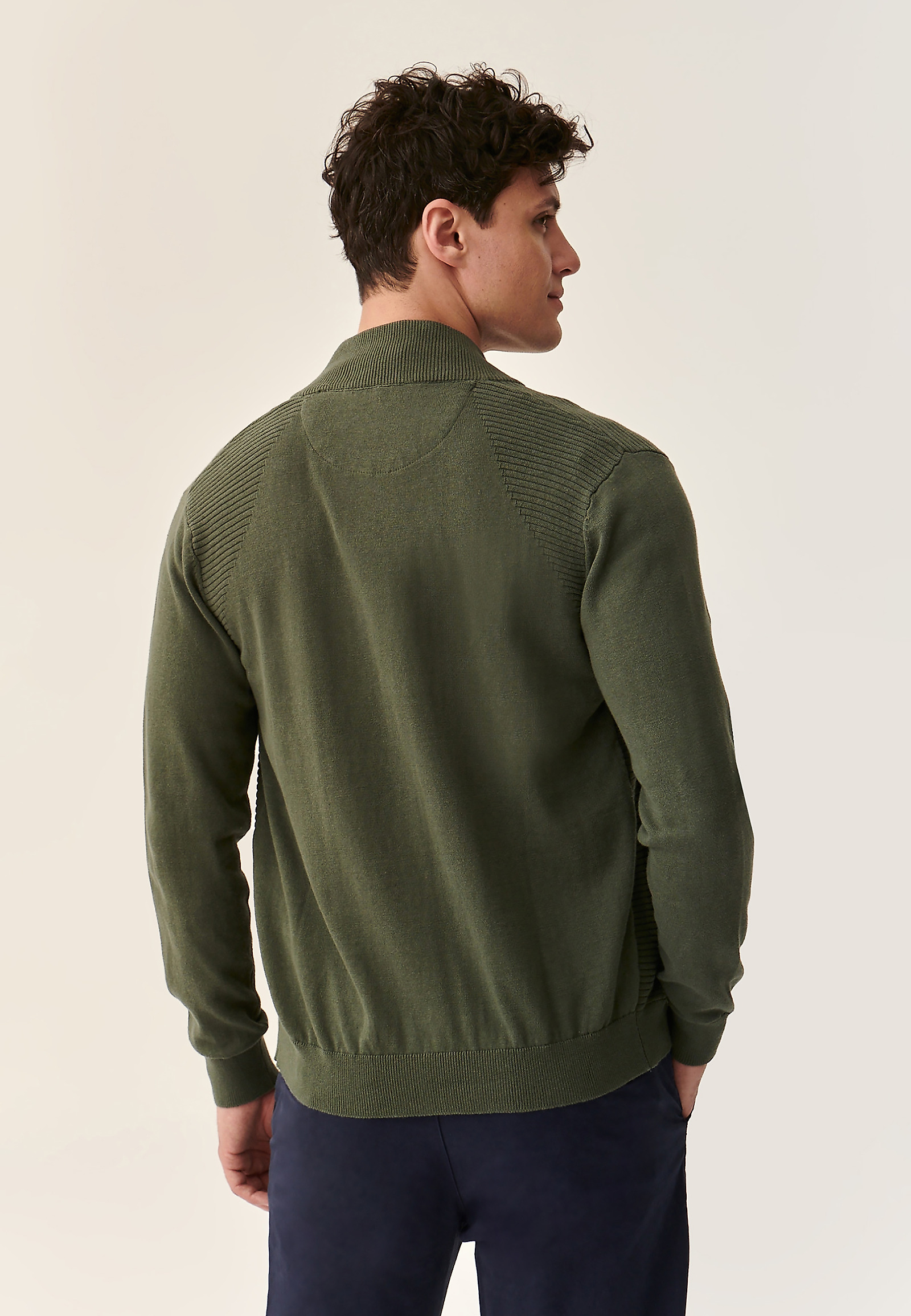 MEN'S ZIPPERED SWEATER - SWET MEN'S ZIPPERED SWEATER - SWET GREEN 81968