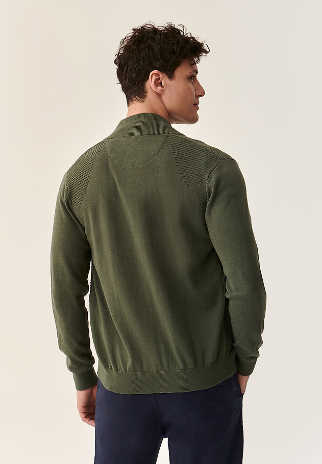 MEN'S ZIPPERED SWEATER - SWET MEN'S ZIPPERED SWEATER - SWET GREEN 3
