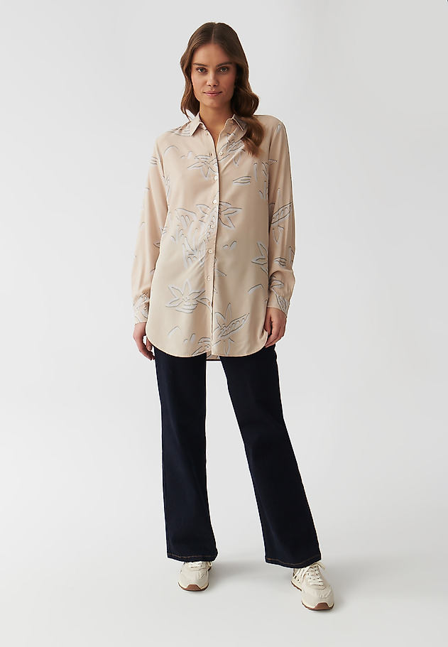 DÁMSKÁ KOŠILOVÁ TUNIKA S MODERNÍM KVĚTINOVÝM POTISKEM - LIBU DÁMSKÁ KOŠILOVÁ TUNIKA S MODERNÍM KVĚTINOVÝM POTISKEM - LIBU VÍCEBAREVNÝ 2