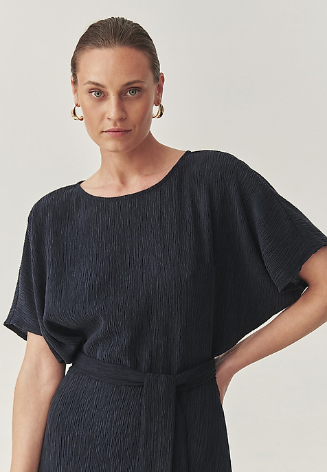AIRY MIDI DRESS IN CRINKLED FABRIC - LUNIZMA NAVY BLUE 2