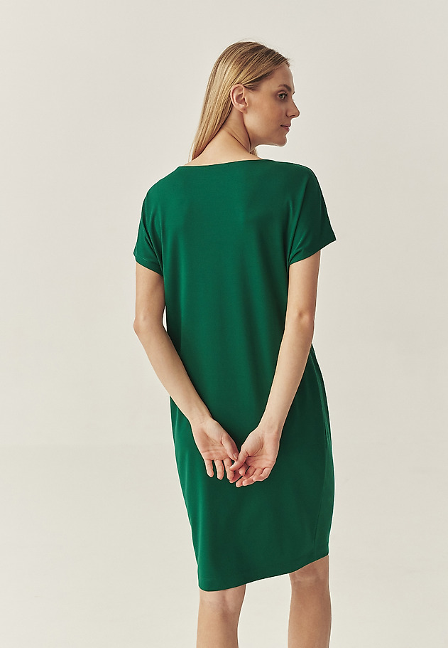 KNITTED DRESS WITH WATERFALL NECKLINE - ZORIMAX KNITTED DRESS WITH WATERFALL NECKLINE - ZORIMAX GREEN 4
