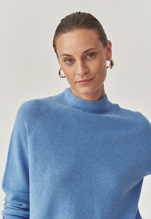 PULOVER CU GOLĂ DE JUMĂTATE ȘI ÎMBRĂCĂMINTE DIN LANA - JOLIE PULOVER CU GOLĂ DE JUMĂTATE ȘI ÎMBRĂCĂMINTE DIN LANA - JOLIE ALBASTRU 4