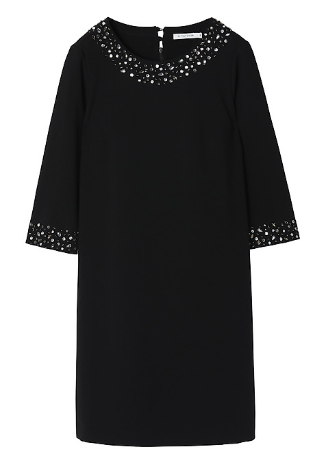 ROCHIE DIN ȚESĂTURĂ, CU APLICAȚII DECORATIVE LINTIKO NEGRU 2