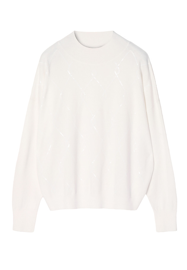 LADIES’ SWEATER IN SEQUIN PATTERN IN DIAMONDS CEKIRO LADIES’ SWEATER IN SEQUIN PATTERN IN DIAMONDS CEKIRO BIAŁY 7