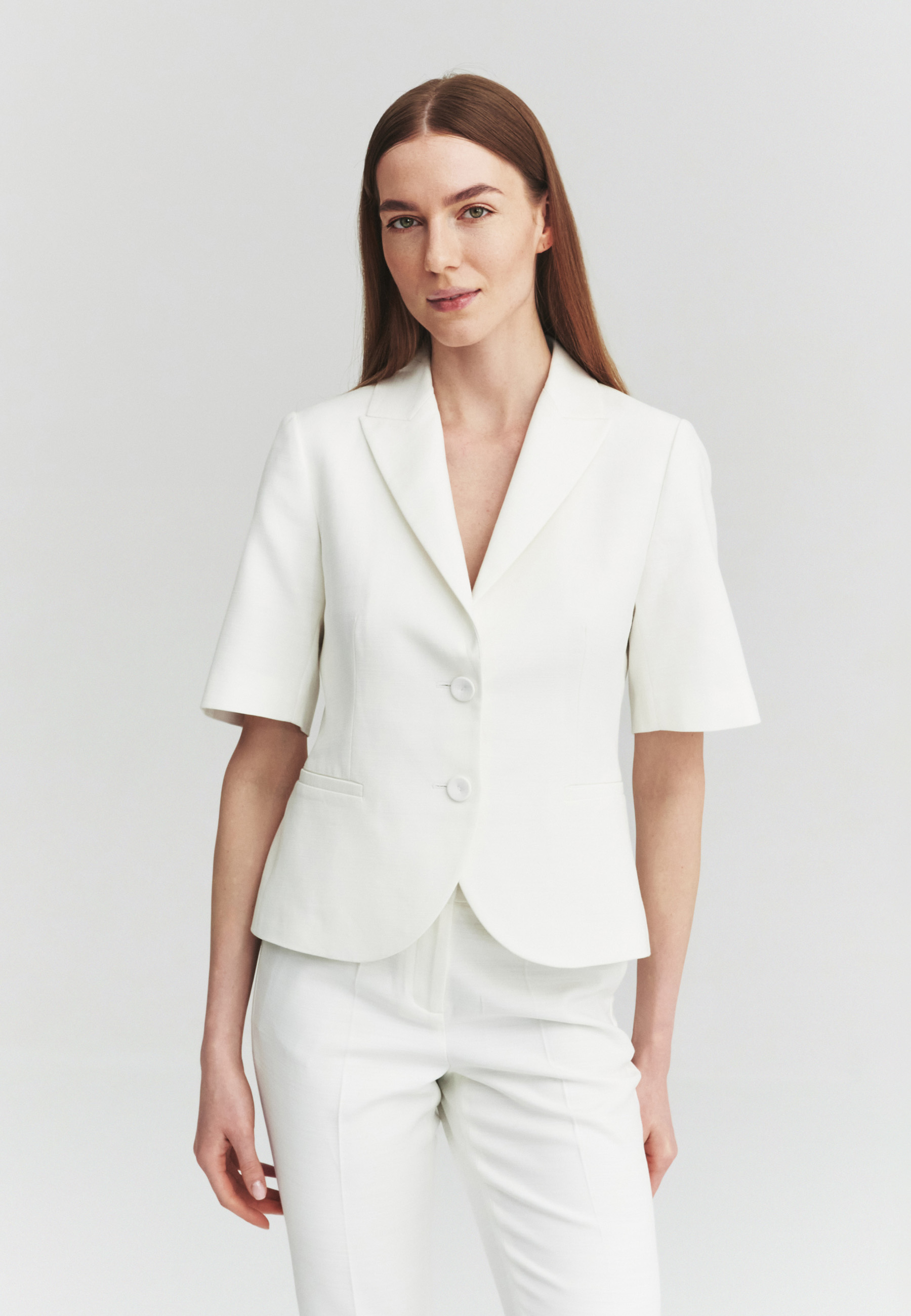 BIAŁY ŻAKIET Z BAWEŁNĄ - SELENI BIAŁY 2