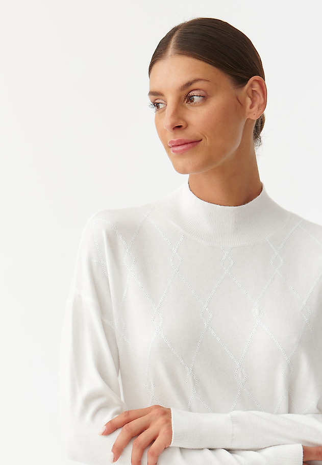 SWETER DAMSKI W CEKINOWE ROMBY CEKIRO SWETER DAMSKI W CEKINOWE ROMBY CEKIRO BIAŁY 5