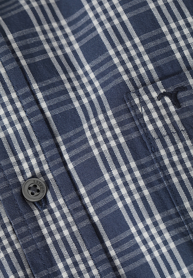 MEN'S CHECKERED COTTON LONG SLEEVE SHIRT - CHARLES 8 CLASSIC MEN'S CHECKERED COTTON LONG SLEEVE SHIRT - CHARLES 8 CLASSIC NAVY BLUE 8