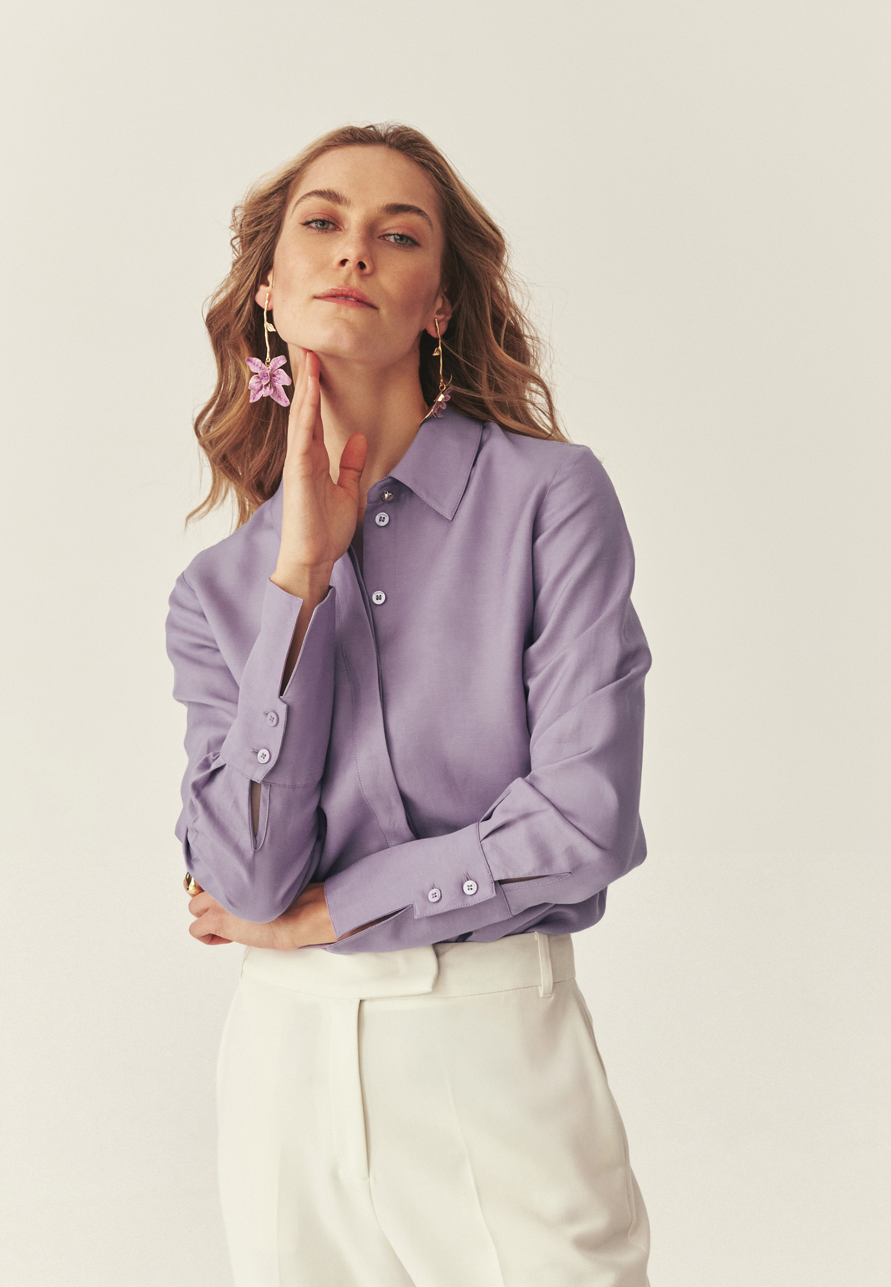 FIOLETOWA KOSZULA Z LNEM - MARINETT FIOLETOWY 2