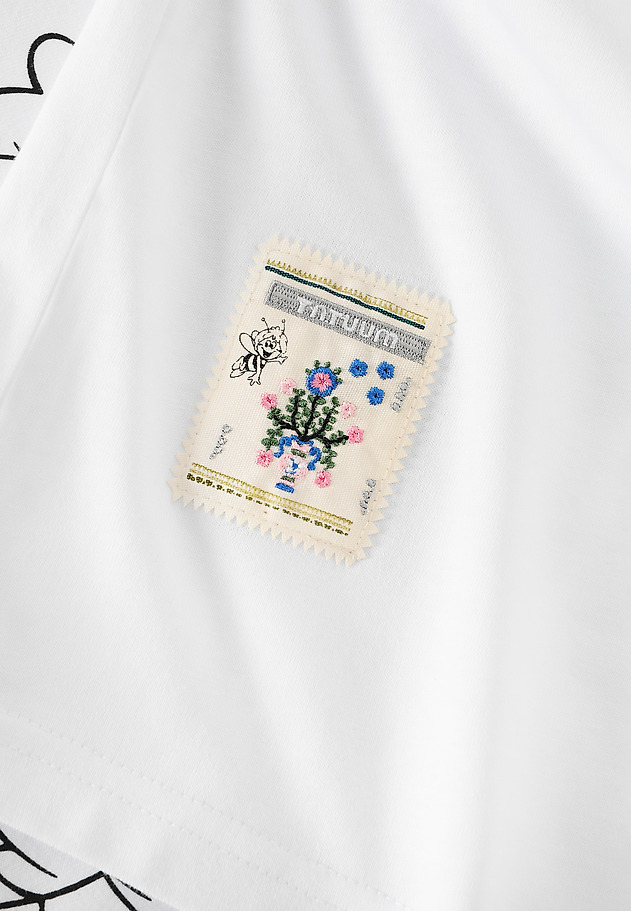 BAWEŁNIANY T-SHIRT Z NADRUKIEM — FEMI 2 BAWEŁNIANY T-SHIRT Z NADRUKIEM — FEMI 2 BIAŁY 7