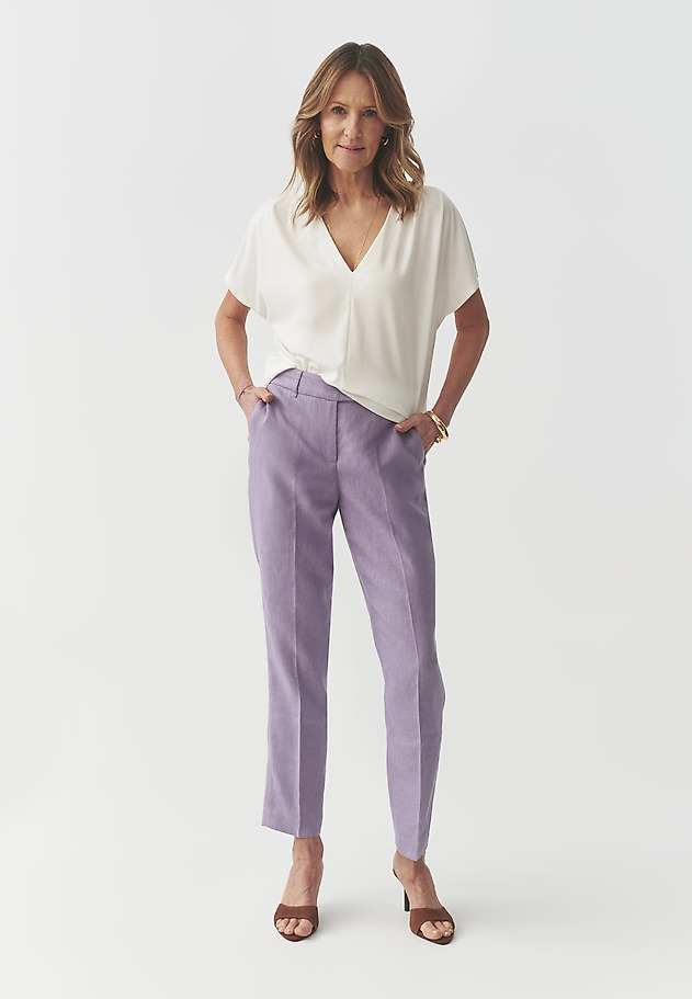 LINEN TROUSERS WITH STRAIGHT LEG — IMI 1 LINEN TROUSERS WITH STRAIGHT LEG — IMI 1 FIOLETOWY 5