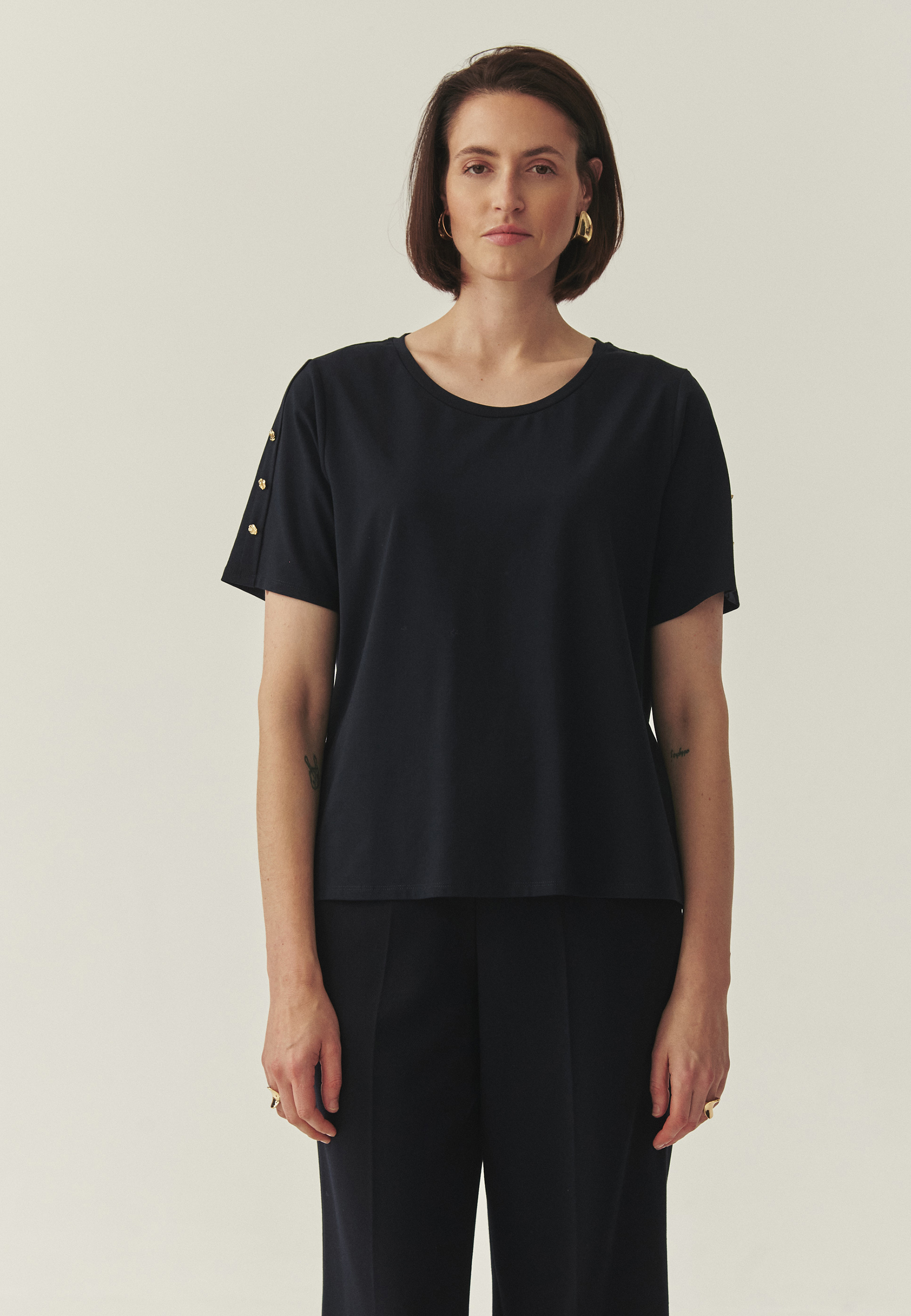 DZIANINOWA BLUZKA Z MODALEM - VIRI GRANATOWY 2