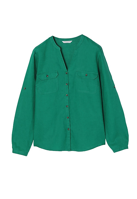 LINNEN LADIES' SHIRT JUSTYNA GREEN 2