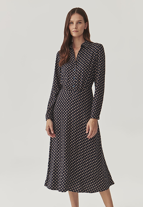 LADIES’ LONG PATTERNED DRESS IN GEOMETRIC PATTERN - RIWI 1 MULTICOLOR 2
