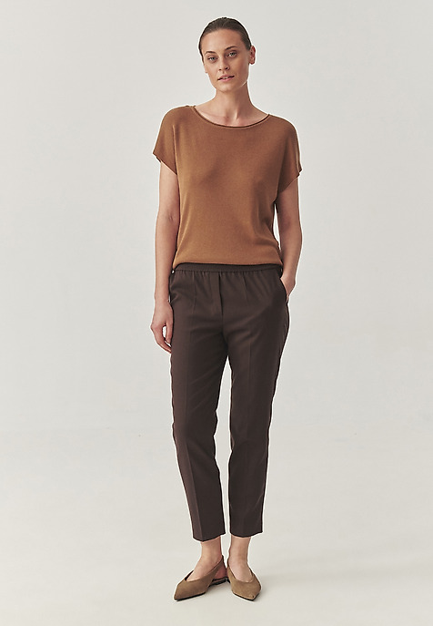 PANTALONI WOVEN CU MARGINE ȘI BRANZĂ ELASTICĂ - MILTI MARO 2