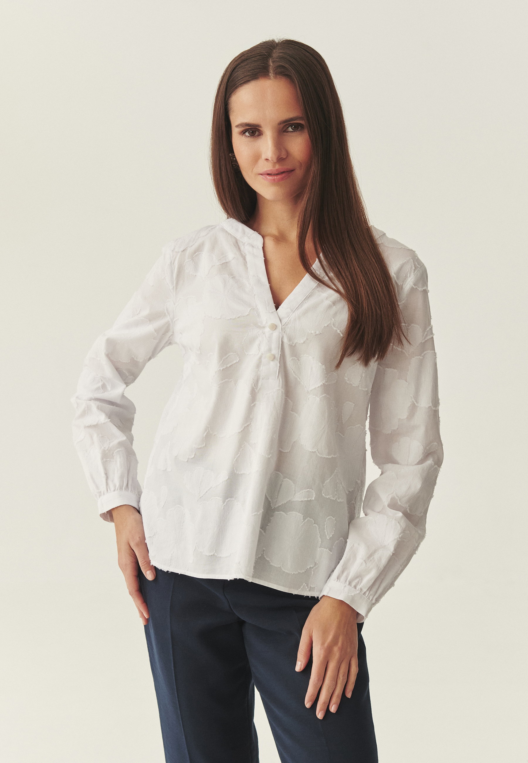 COTTON BLOUSE WITH EMBROIDERY - NOXE BÍLÁ 2