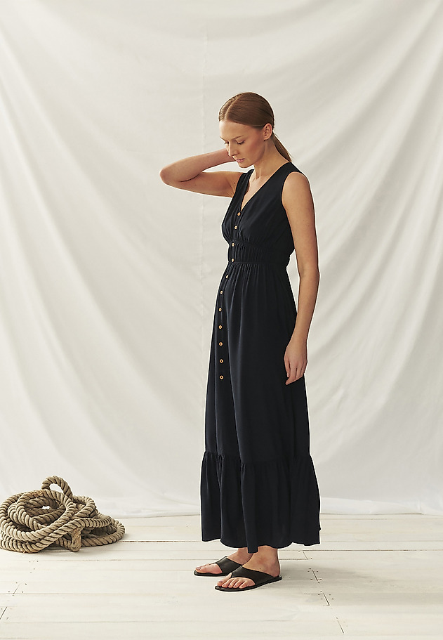 AIRY MAXI DRESS WITH VISCOSE - LETITIA AIRY MAXI DRESS WITH VISCOSE - LETITIA GRANATOWY 1
