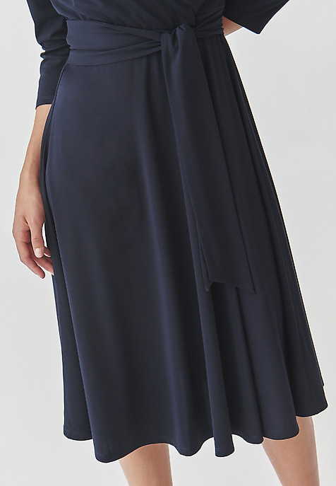 LADIES’ DRESS WITH A V-SHAPED NECKLINE - IGA NAVY BLUE 2