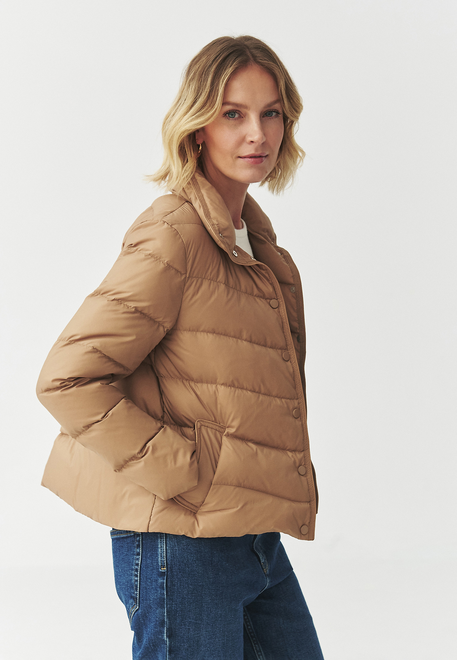 PUCHOWA KURTKA ZE STÓJKĄ — MARONA PUCHOWA KURTKA ZE STÓJKĄ — MARONA BEŻOWY 107624