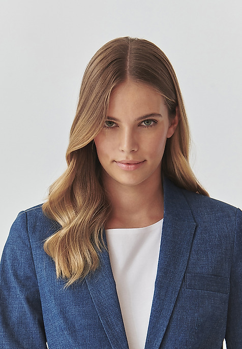 LADIES’ STYLISH BLAZER MADE FROM MELANGE FABRIC - AMALFIA NAVY BLUE 2