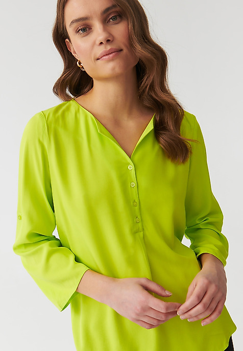 LADIES’ VISCOSE BLOUSE WITH ROLLED-UP SLEEVES - ISOLA GREEN 2