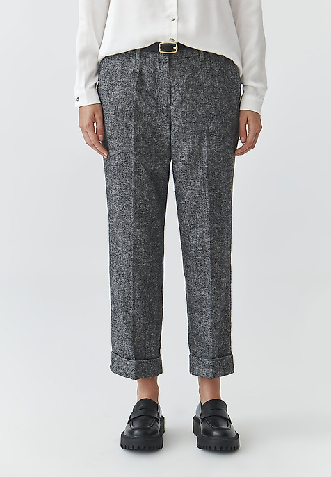 TKANINOWE SPODNIE DAMSKIE Z PODWINIĘTĄ NOGAWKĄ — ULIXO MULTIKOLOR 2