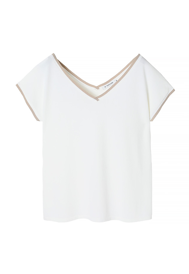 LADIES’ BLOUSE WITH A CONTRASTING RIBBING - SORA LADIES’ BLOUSE WITH A CONTRASTING RIBBING - SORA ECRU 6