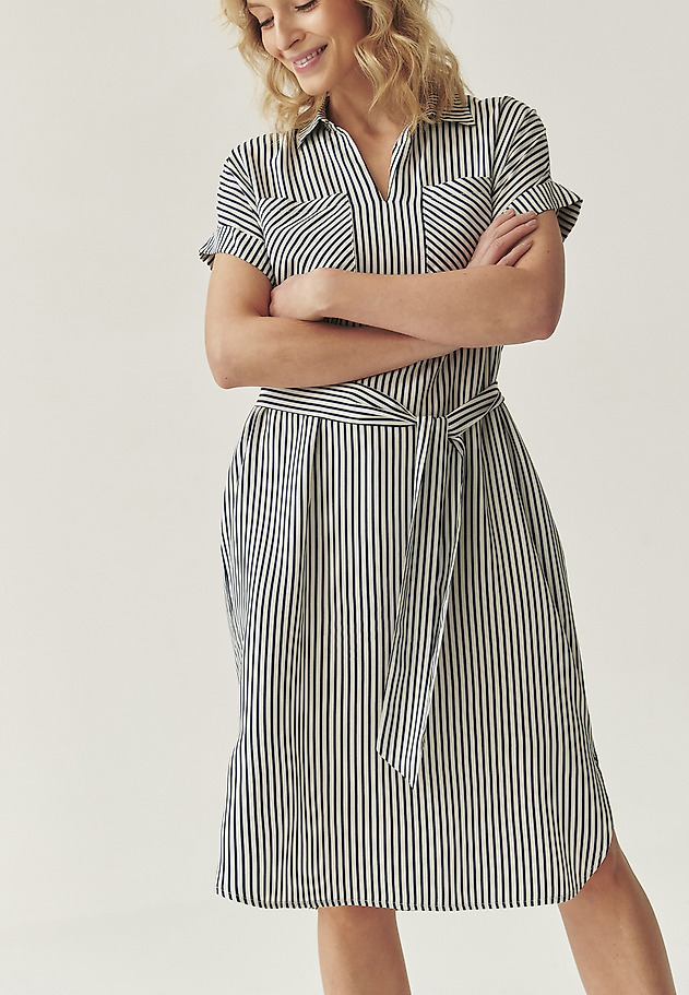STRIPED VISCOSE DRESS - IKALA STRIPED VISCOSE DRESS - IKALA GRANATOWY 1