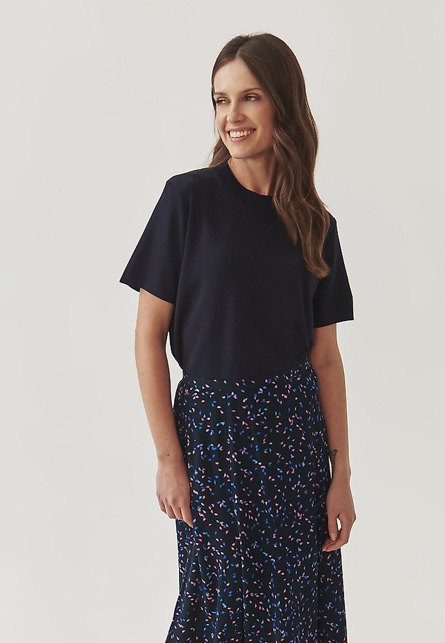 LADIES’ SHORT-SLEEVED BLOUSE - NORA LADIES’ SHORT-SLEEVED BLOUSE - NORA NAVY BLUE 1