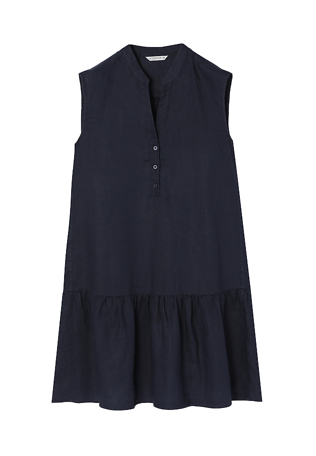 LINEN DRESS WITH FRILL SENCO 1 LINEN DRESS WITH FRILL SENCO 1 NAVY BLUE 6