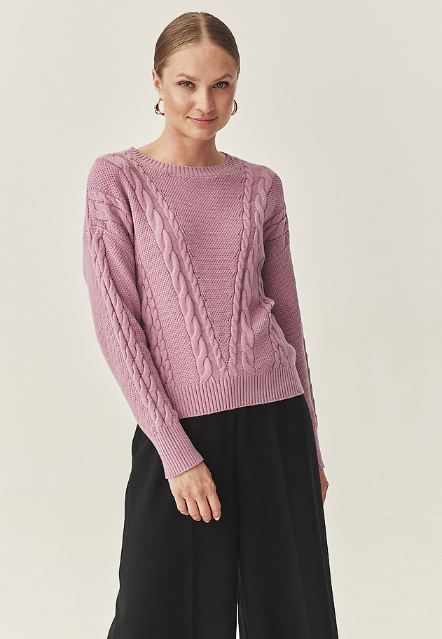 STRUCTURED JUMPER IN THICK YARN - EVERELY STRUCTURED JUMPER IN THICK YARN - EVERELY PURPLE 1