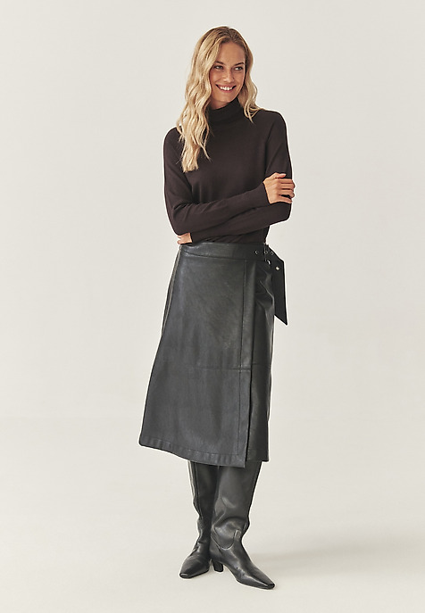 IMITATION LEATHER MIDI SKIRT - SKINO 1 BLACK 2