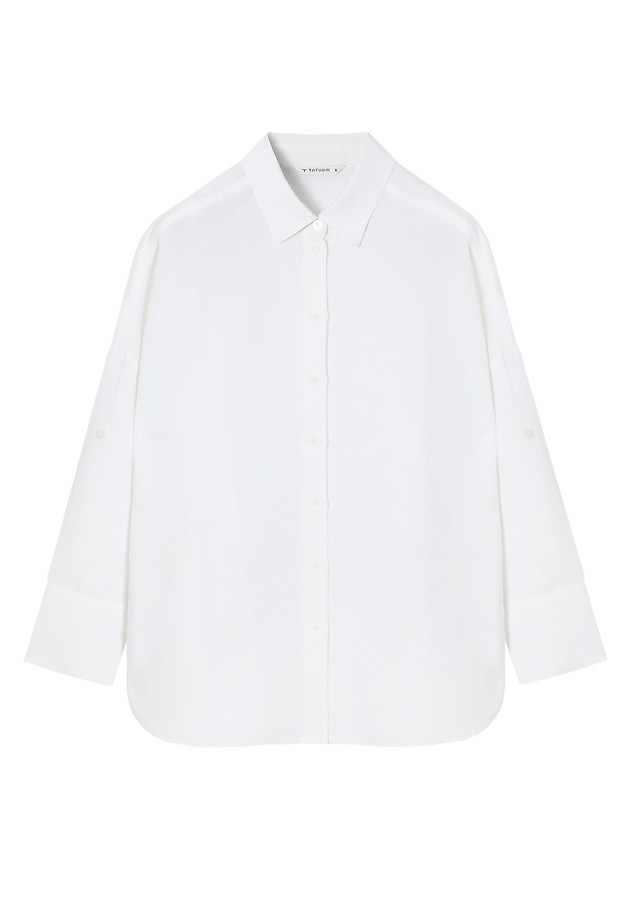 LOOSE SHIRT WITH LINEN AND VISCOSE - SISI LOOSE SHIRT WITH LINEN AND VISCOSE - SISI BIAŁY 6