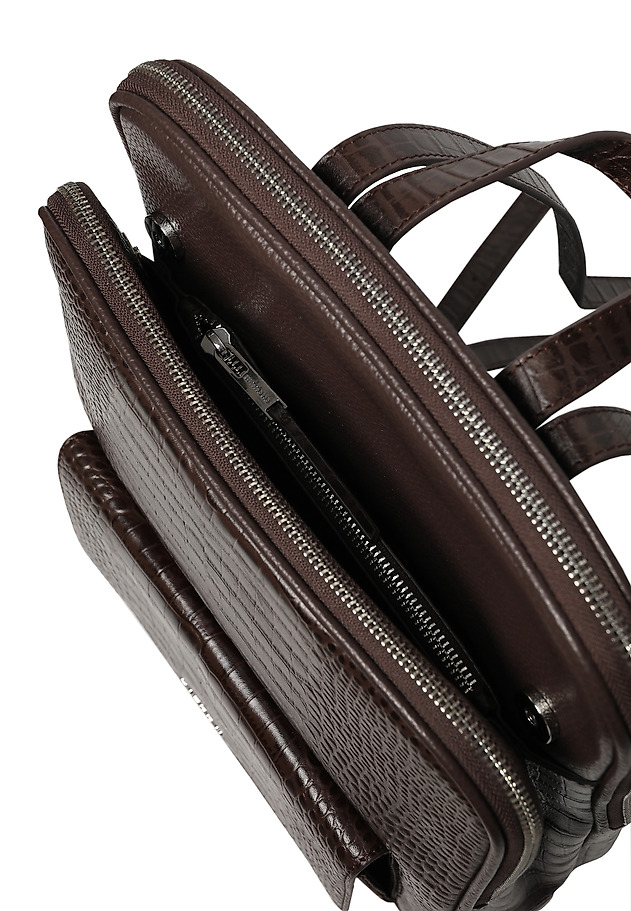 LEATHER BACKPACK WITH ANIMAL MOTIF - COBRA LEATHER BACKPACK WITH ANIMAL MOTIF - COBRA BROWN 7